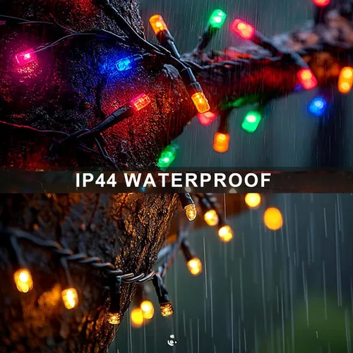 Vista 4 de Dazzle Bright Luces de Navidad que cambian de color, 66 pies, 200 LED, blanco cálido y multicolor, impermeable, con control remoto, 11 modos