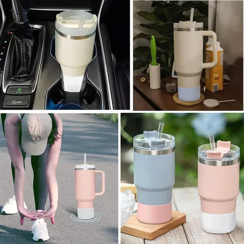 Vista 6 de 2 fundas para botas Stanley Cup de 40 oz 30 onzas con asa, botas de silicona para vasos IceFlow Flip de 20 oz 30 onzas, cubierta inferior protectora