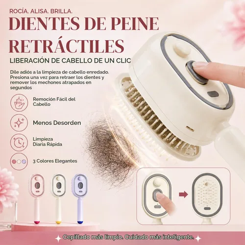 Vista 6 de Cepillo de vapor eléctrico para cabello, peine eléctrico con cojín de aire para mujeres, cepillo alisador de cabello recargable, mejora el Púrpura