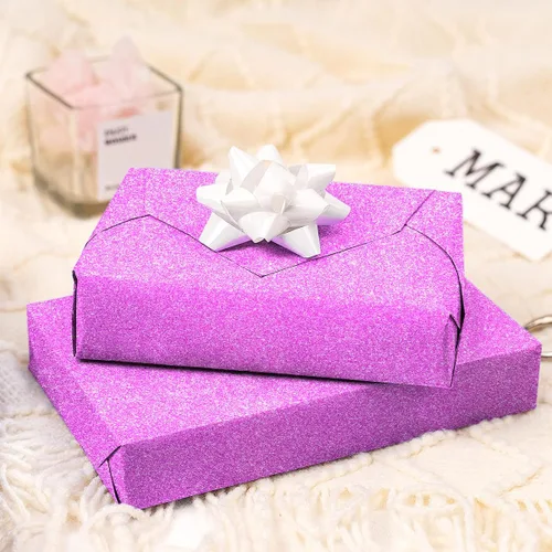 Vista 3 de Papel tapiz de purpurina morada, papel tapiz autoadhesivo para gabinete, envoltura de regalos, decorativo, extraíble, de 17.7 x 393.7 pulgadas