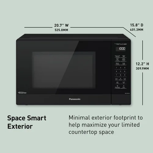 Vista 2 de Panasonic NN-SN65KB Horno de microondas con tecnología Inverter 1200W, 1.2 pies cúbicos. Pequeño con Sensor Genius de cocción de un toque, botón