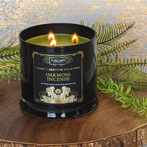 Vista 4 de Tuscany Candle Oakmoss - Vela perfumada en tarro de incienso, 15 onzas, colección Homme + Heritage