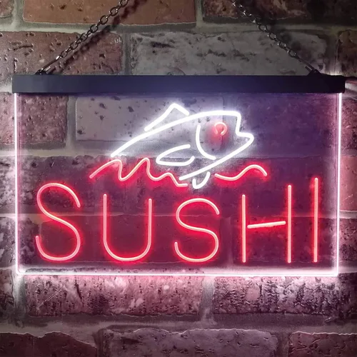 Vista 35 de ADVPRO Sushi Fish Sashimi Restaurant - Letrero de neón LED de doble color, azul y rojo, 12 x 8.5 pulgadas, st6s32-i3334-br
