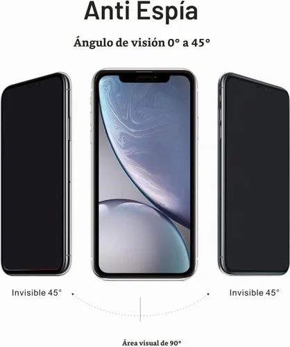 Vista 2 de Protector de pantalla de privacidad de vidrio templado para teléfono celular (negro, paquete de 2), compatible con iPhone 11/XR de 6.1 pulgadas