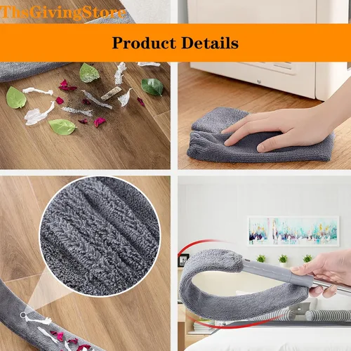 Vista 5 de 4 plumeros de ventilador de techo con poste de extensión de 16 a 98 pulgadas, cepillo de microfibra + trapeador de huecos + plumero de felpilla +