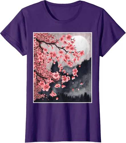 Vista 12 de Sakura - Camiseta japonesa de cerezo en flor japonesa, Negro, S