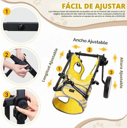 Vista 5 de Silla de ruedas para perros para patas traseras, grande, silla de ruedas resistente para perros medianos a grandes, carritos ajustables para perros