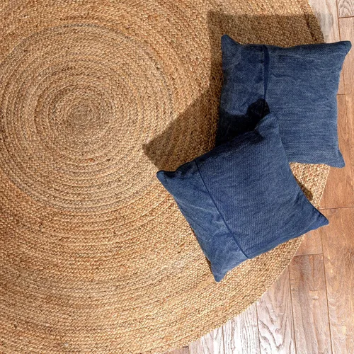 Vista 2 de Well Woven Brienne - Alfombra de yute trenzada a mano, color natural, 4 pies, redonda