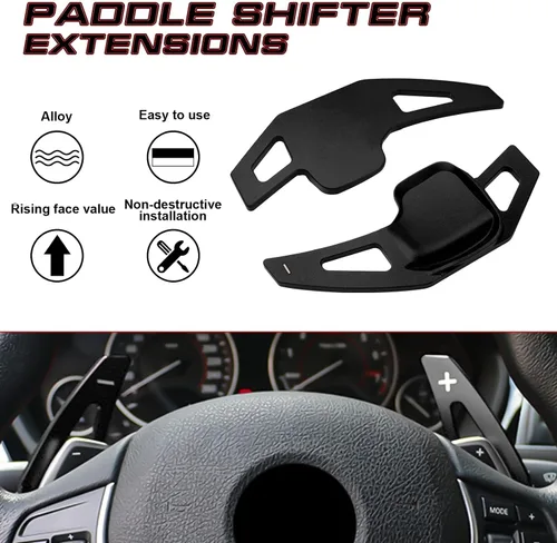 Vista 5 de x xotic tech Extensiones Negras de Paletas de Cambio Cubierta de Moldura Interior Compatible con BMW Serie 2 3 4 X1 X2 X3 X4 X5 X6 F30 F31 F15 F16