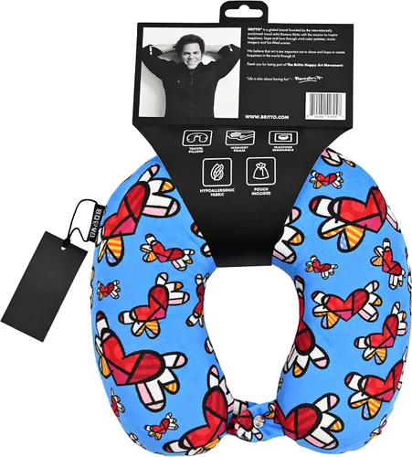 Vista 9 de BRITTO Romero - Almohada de cuello de espuma viscoelástica de viaje - corazones voladores