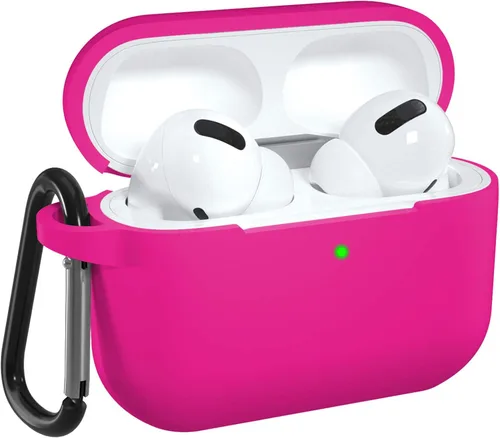 Vista 8 de Funda de silicona compatible con Apple AirPods Pro, funda protectora con mosquetón para AirPods 3 (luz de LED frontal visible)