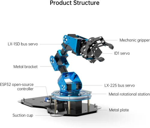 Vista 4 de Hiwonder xArm ESP32 - Robot robótico de código abierto compatible con programación MicroPython con sensores para kit de desarrollo secundario