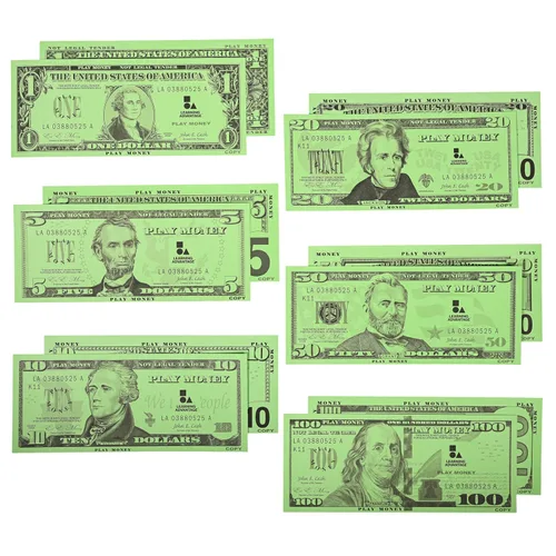 Vista 8 de LEARNING ADVANTAGE Billetes de juego de un dólar Juego de 100 Tamaño como efectivo real Dinero de juego para enseñar moneda y contar