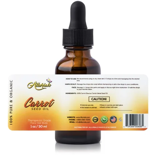 Vista 6 de Allurials Aceite de semilla de zanahoria – 100% puro y orgánico, sin refinar, prensado en frío, todo natural, aceite de zanahoria – Daucus Carota