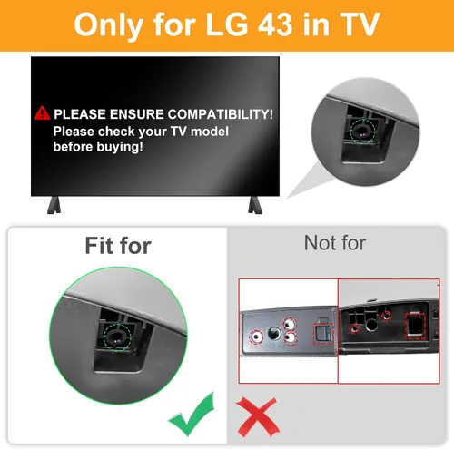 Vista 3 de Patas de repuesto para TV LG, patas de soporte de TV para 40 43 pulgadas LG TV patas 40UJ6300 43UJ6300 43UJ630V 43UN6950ZUA 43UM6900 43UK6300
