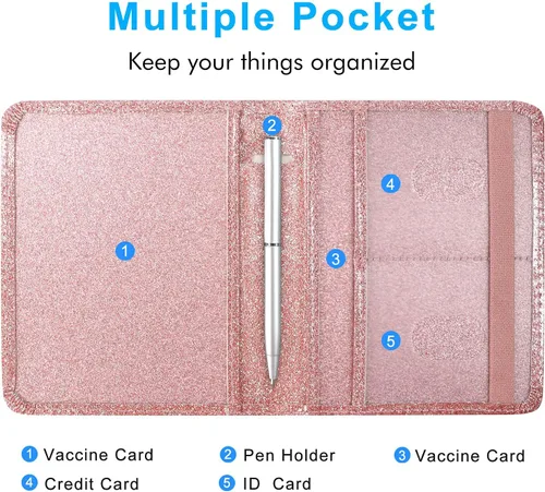 Vista 4 de ACdream - Portatarjetas de vacunación, de cuero sintético, 4 x 3, protector de registro de vacunación CDC, billetera, resistente al agua, funda
