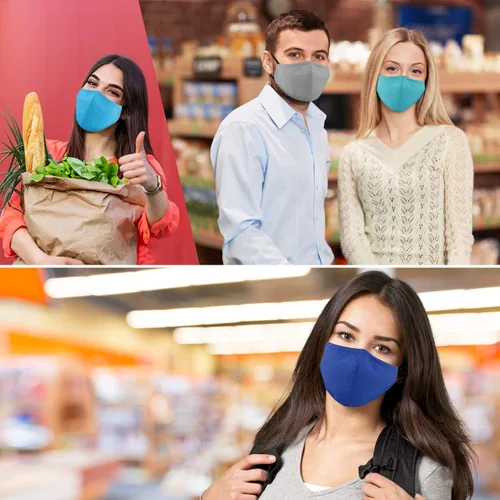 Vista 7 de 6 mascarillas faciales unisex lavables y reutilizables de algodón suave