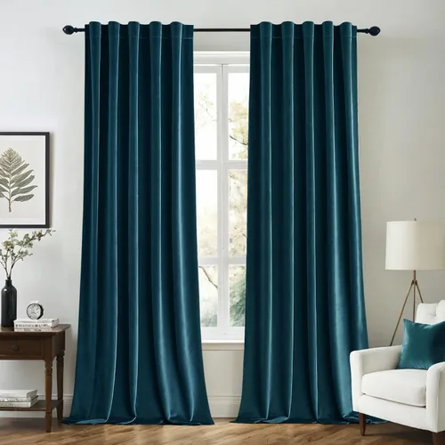 Vista 8 de MIULEE Cortinas de terciopelo de 84 pulgadas de largo, juego de 2 paneles para dormitorio, con pestaña trasera plisada, de lujo, aislamiento