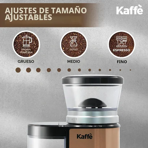 Vista 2 de Kaffe - Molinillo eléctrico de café con rebabas (5.5 onzas) con ajustes de grosor precisos ajustables, rebabas planas, [motor mejorado], molinillo