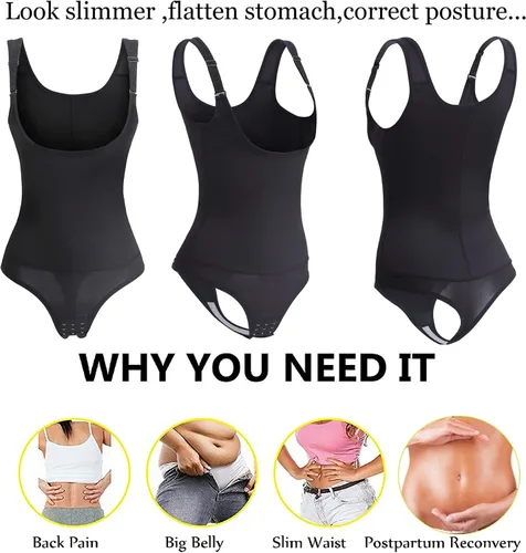 Vista 3 de Body moldeador de cintura para mujer, cuerpo completo, corsé para debajo del busto, faja moldeadora de busto abierto, control de abdomen