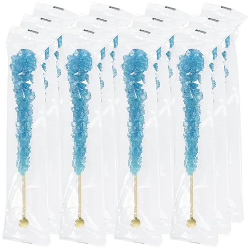 Vista 7 de Blue Rock Candy - Palitos de azúcar con sabor a frambuesa azul, 12 recuerdos de fiesta envueltos individualmente