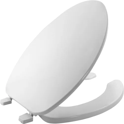 Vista 7 de BEMIS 75 Commercial Open Front Plastic Toilet Seat, Heavy Duty Industrial Seat with Lid, Round, White
