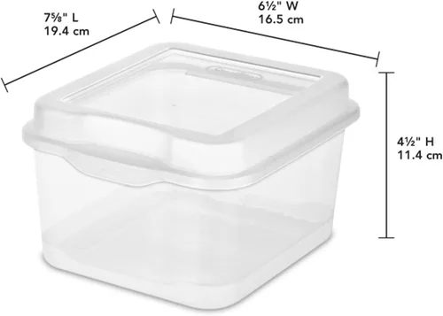 Vista 2 de Sterilite FlipTop, contenedor de almacenamiento pequeño apilable con tapa con bisagras, contenedor de plástico para organizar el escritorio