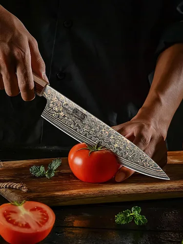 Vista 6 de HOSHANHO Cuchillo de chef de Damasco de 8 pulgadas, cuchillo de cocina