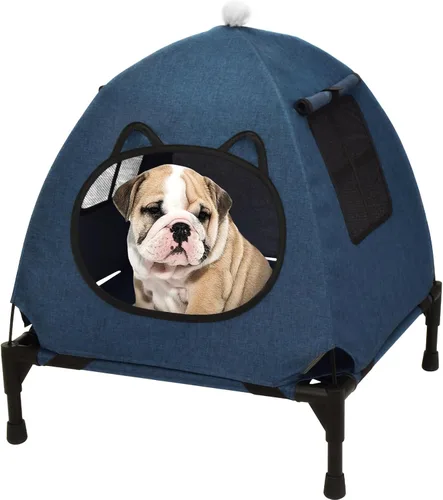Vista 8 de Pozico Cama elevada para mascotas con malla transpirable para gatos y perros pequeños, cuna refrescante elevada para cachorros y gatitos, 18.9 x