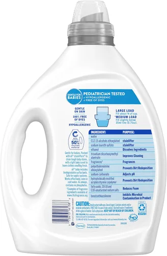 Vista 6 de all Baby, Detergente líquido para ropa de bebé, suave para bebé, hipoalergénico para pieles sensibles, concentrado, 75 onzas, 100 cargas