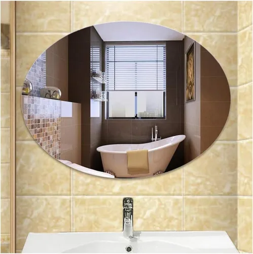 Vista 2 de Y&J Espejo de pared ovalado para sala de estar, espejo sin marco, simplicidad moderna, para baño, dormitorio, pasillo, maquillaje, colgar horizontal