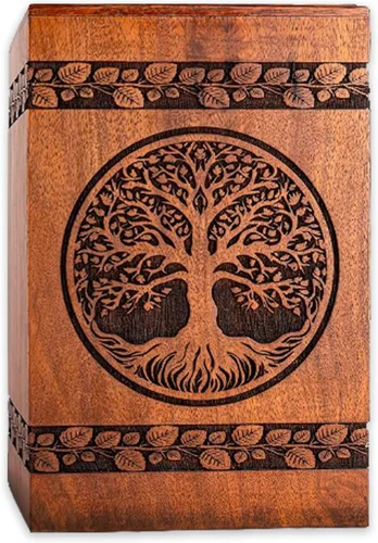 Vista 9 de Urnas de madera del árbol de la vida para cenizas humanas, hombre adulto, urnas de madera, urna de cremación, urna para cenizas humanas y mujeres