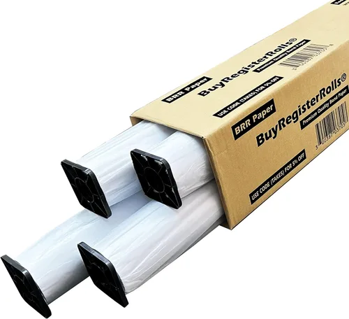 Vista 3 de Rollos de papel CAD (2 rollos) 36 x 300 pulgadas, 96 brillantes, 20 libras 74 GSM de formato ancho rollos de bonos de inyección de tinta con núcleo