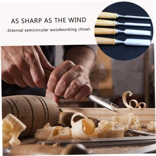 Vista 4 de Cuchillo para tallar cinceles de madera, cincel de mano semicircular, cincel para carpintería, medio círculo, para principiantes, aficionados