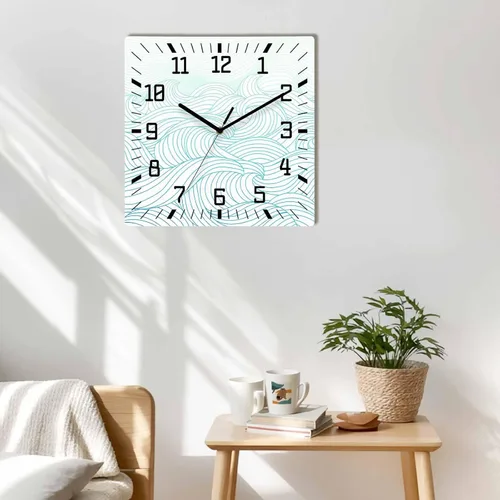 Vista 2 de Geometric Line Wooden Wall Clock Silent Non Ticking, Abstract Art Mountain Simple Square Wall Clock Battery Operated, Decor Clock for Home Office