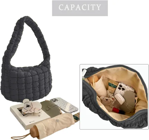 Vista 4 de Bolsa de mano acolchada para mujer, bolsa grande acolchada suave, ligera, acolchada, bolsa de hombro, bolsa Hobo