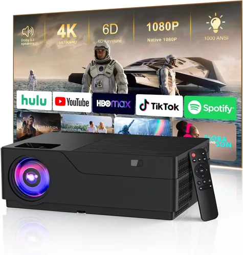 Vista 8 de [Proyector inteligente con aplicaciones] Mini proyector compatible con 4K con WiFi y Bluetooth, proyector de películas XENPONAD para dormitorio