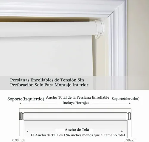 Vista 2 de Persianas enrollables sin taladro, persianas con aislamiento térmico, color Blanco