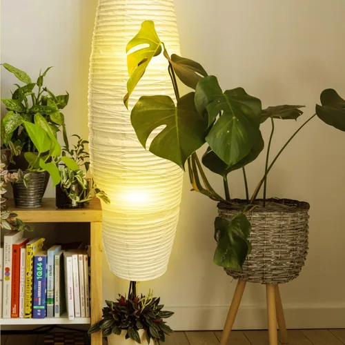 Vista 9 de Uonlytech Reemplazo de pantalla de lámpara de pie de papel, pantalla plegable de pie estilo japonés, accesorios para luz de piso de dormitorio