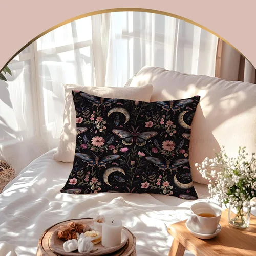 Vista 6 de Fundas de Almohada Gótica de Polilla y Mariposa 18x18, Fundas de Almohada Celestial de Luna de Academia Oscura para Sofá, Decoración Gótica