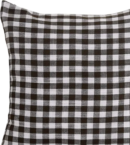 Vista 47 de Deconovo Almohada decorativa de lino sintético para el hogar, hecha a mano, a cuadros, para sofá, 18 x 18 pulgadas, gris oscuro y blanco