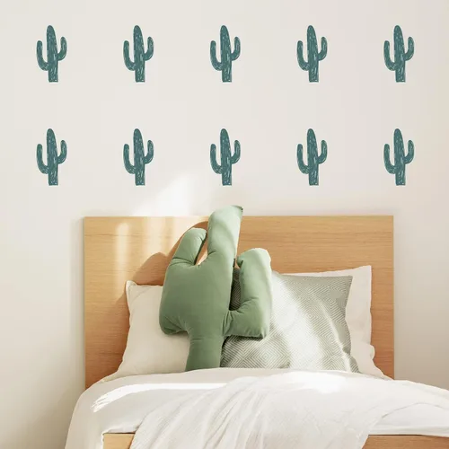 Vista 2 de Calcomanías de pared de cactus - Juego de 12 calcomanías de vinilo de 8 pulgadas para pared para guardería, dormitorio, cocina, aula, decoración