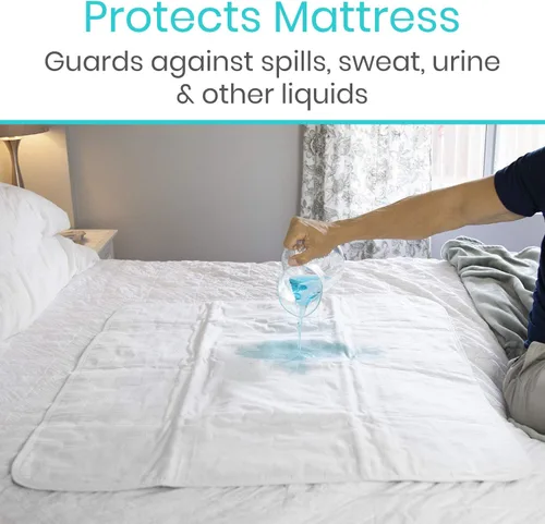 Vista 2 de Vive - Protector de colchón para incontinencia urinaria, lavable, nocturno, resistente, impermeable, reutilizable, para mantener la cama seca