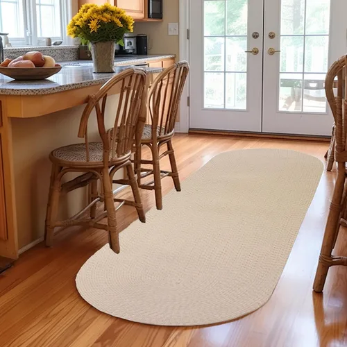 Vista 26 de Super Area Rugs Alfombra trenzada gris pequeña para puerta – Tejido lavable para fregadero de cocina, tapete gris sólido, ovalado, 20 x 30 pulgadas