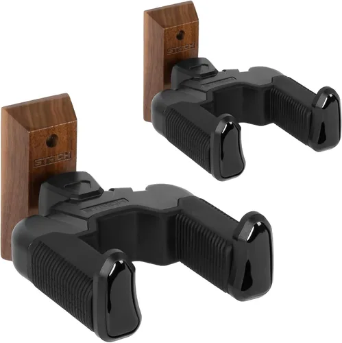 Vista 10 de STRICH Gravity - Soporte de pared para guitarra, bloqueo automático, ajuste multiángulo, base de nogal, almohadillas antideslizantes de goma