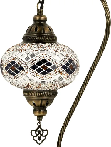 Vista 13 de Lámpara turca de mesa con 10 variantes Lámpara turca marroquí con base de bronce Lámpara de noche Tiffany con cuello de cisne hecha a mano