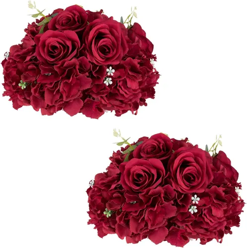 Vista 25 de NUPTIO Ramo de Arreglo de Bolas de Flores - 10 Piezas de 14.2 pulgadas de Diámetro Bolas de Flores Falsas Rosas Rosadas para Centros de Mesa