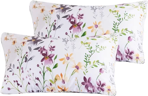 Vista 12 de QSH Juego de 2 fundas para almohada de algodón tamaño Queen, diseño floral vintage chic con estampado de rosas, fundas para almohada con cierre