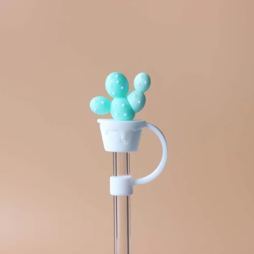 Vista 6 de TEONEI Tapas de paja con forma de cactus, cubiertas de punta de pajita, tapas reutilizables para popotes para beber, tapas para popotes de 0.71 a