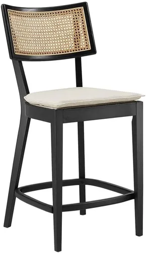Vista 4 de Modway Taburetes de madera Caledonia - Juego de 2 taburetes en negro y beige Negro Beige